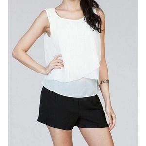 Ark n Co | Anthropologie Pleated Layered Top Womens Sz M White Sleeveless